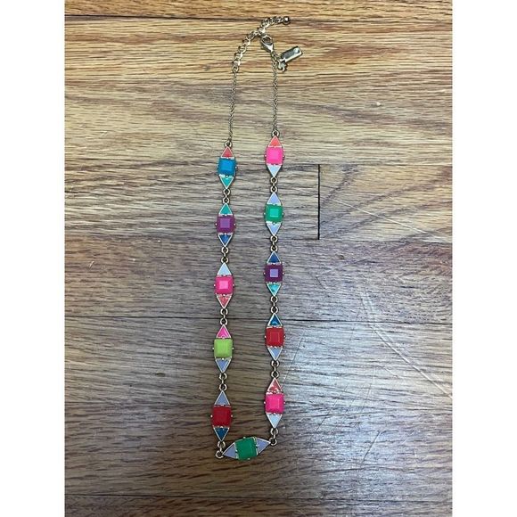 Kate Spade multi-color square & triangle necklace - Picture 2 of 6
